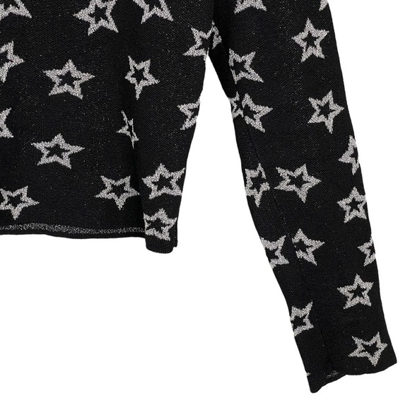 Milly Sweater XS Wool Knit Mock Neck Metallic Shooting Stars Print Celestial - Picture 3 of 7